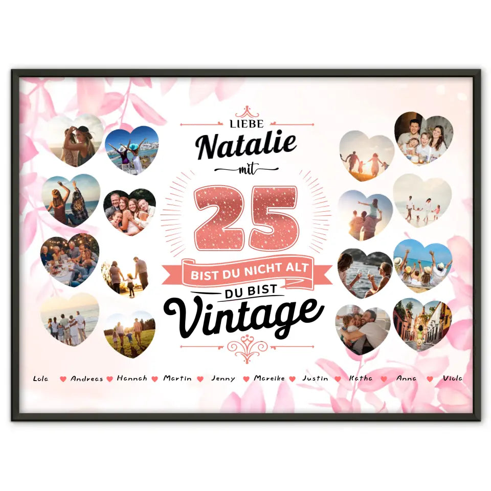 Poster Geschenk 25 Geburstag Nicht alt sondern Vintage mit Name