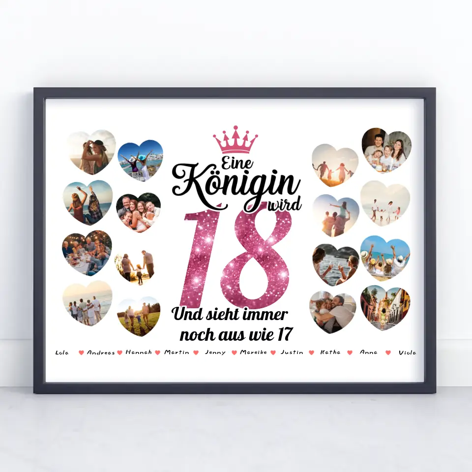 Poster personalisiert Königin wird 18 Geburtstag mit Herz Fotos