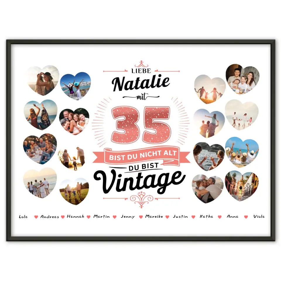 Poster personalisiert 35 Geburstag Nicht alt sondern Vintage mit Name