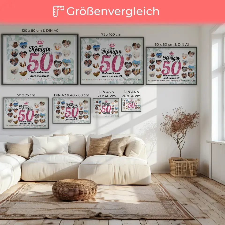 Poster Geschenk personalisiert Königin wird 50 Geburtstag mit Fotos