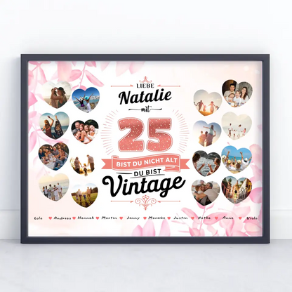 Poster Geschenk 25 Geburstag Nicht alt sondern Vintage mit Name