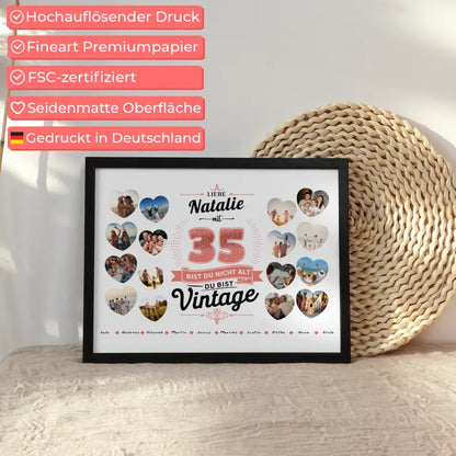 Poster personalisiert 35 Geburstag Nicht alt sondern Vintage mit Name