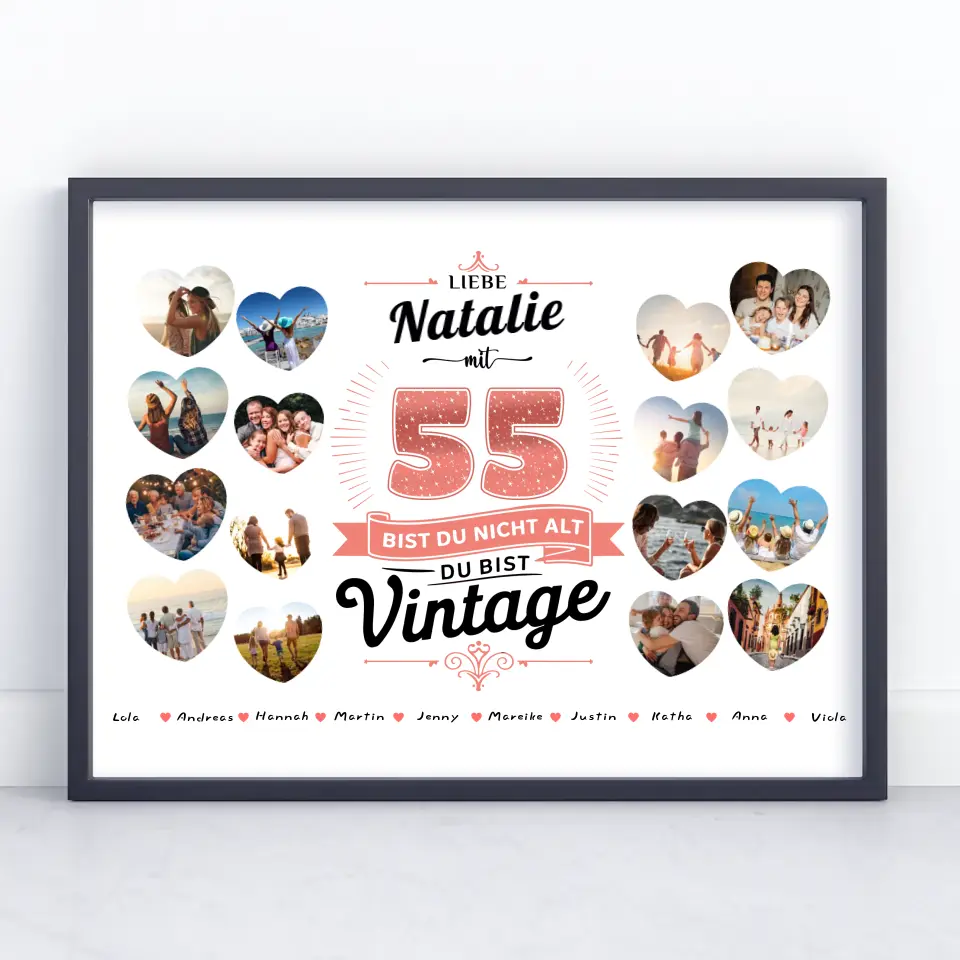 Poster Geschenk personalisiert 55 Geburstag Nicht alt sondern Vintage mit Name