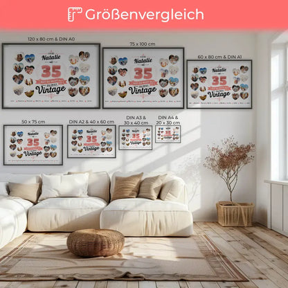 Poster personalisiert 35 Geburstag Nicht alt sondern Vintage mit Name