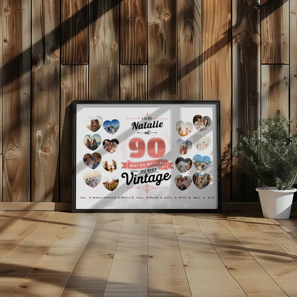 Poster personalisiert 90 Geburstag Du bist Vintage mit Name