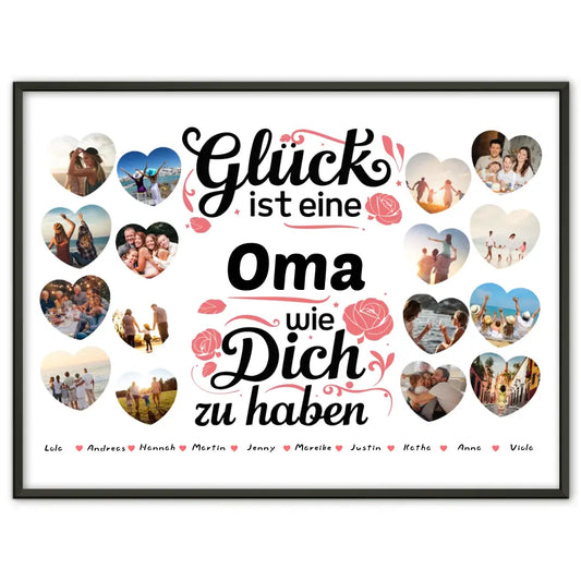 poster geschenk gluck ist eine oma wie du geburtstag Fotocollage mit Herzen 1