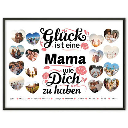 Geschenkposter personalisiert Glück ist eine Mama wie du Geburtstag