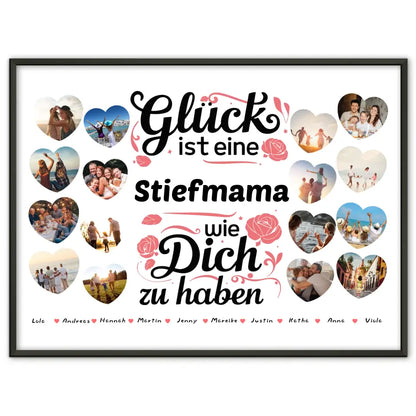 Individuelles Poster Glück ist eine Stiefmama wie du Geburtstag