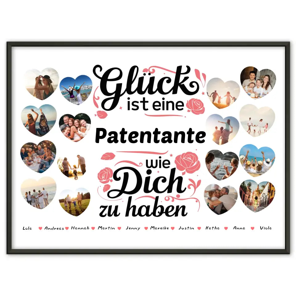 Poster Geschenk personalisiert Glück ist eine Patentante wie du Geburtstag