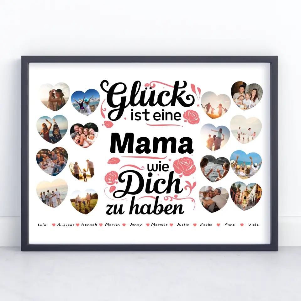 Geschenkposter personalisiert Glück ist eine Mama wie du Geburtstag