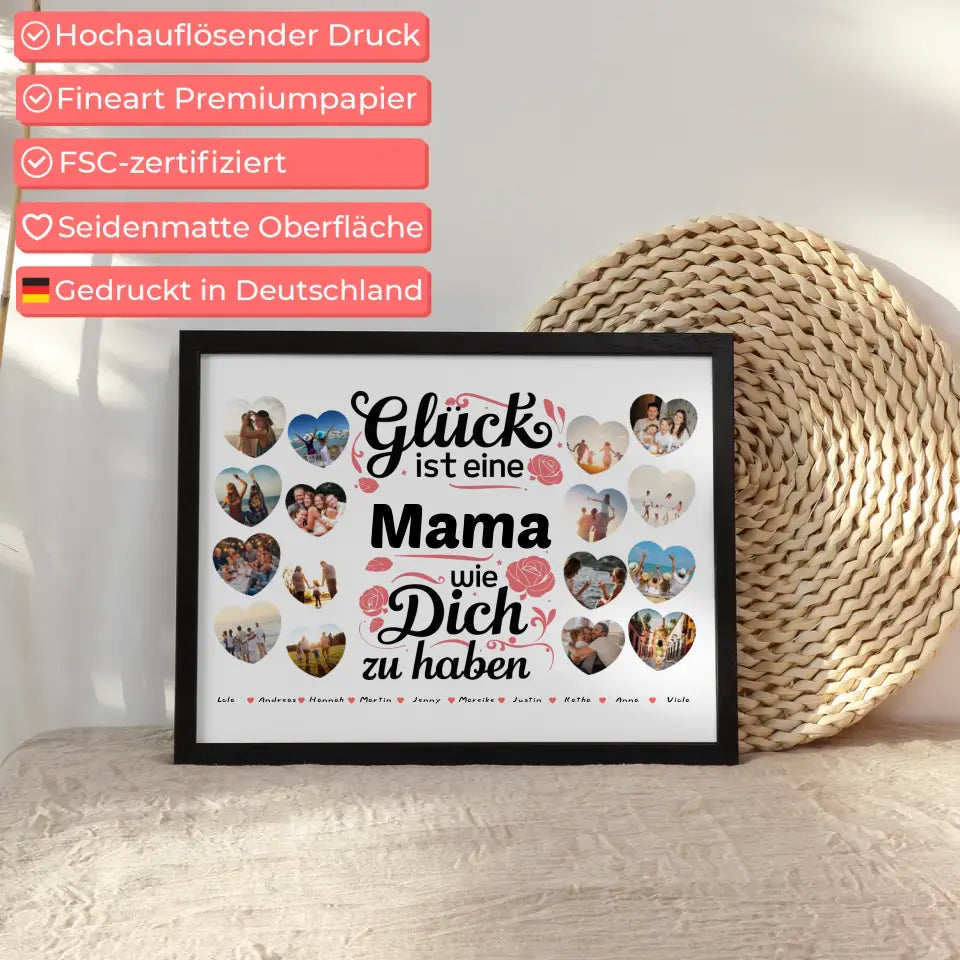 Geschenkposter personalisiert Glück ist eine Mama wie du Geburtstag