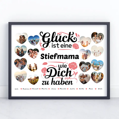 Individuelles Poster Glück ist eine Stiefmama wie du Geburtstag