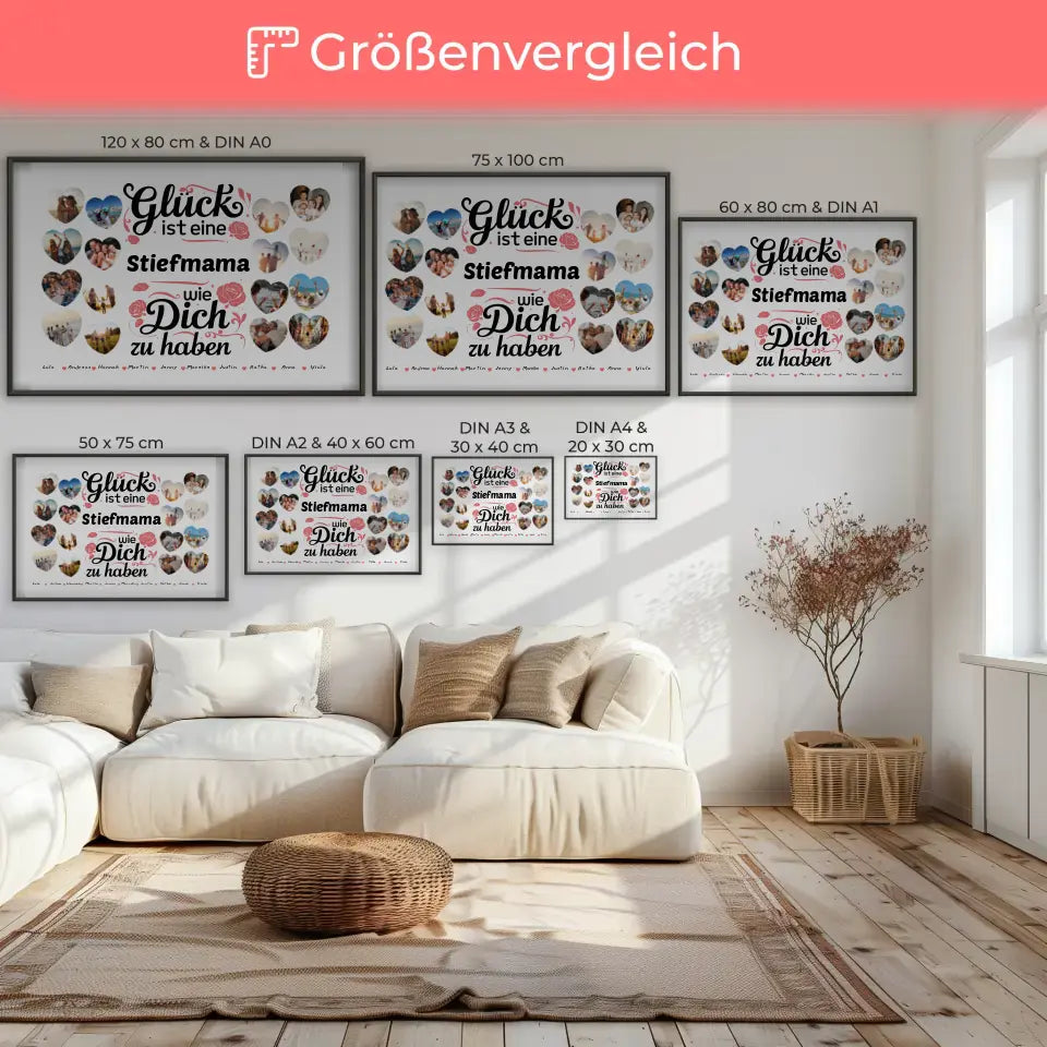 Individuelles Poster Glück ist eine Stiefmama wie du Geburtstag