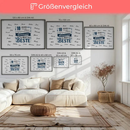 Poster personalisiert 18 Geburtstag Bist der Beste mit Unterschriften