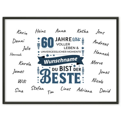 Poster Geschenk 60 Geburtstag Bist der Beste mit Unterschriften