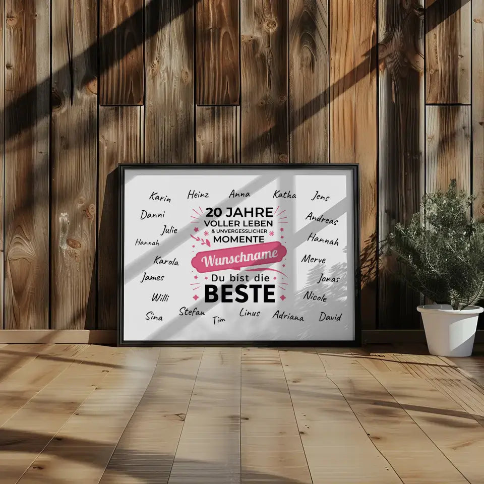 Poster personalisiert 20 Geburtstag Momente mit Unterschriften