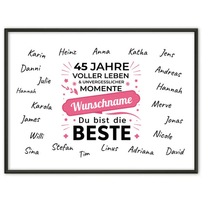 Poster Geschenk 45 Geburtstag Schöne Momente mit Unterschriften