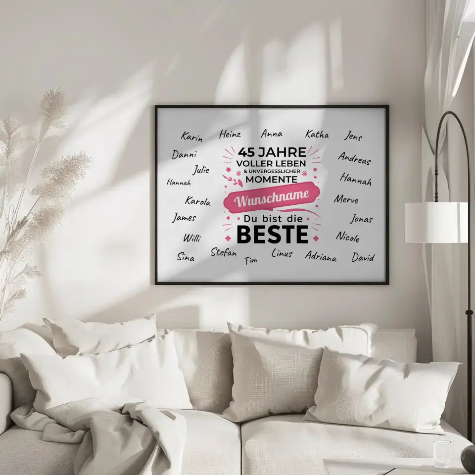 Poster Geschenk 45 Geburtstag Schöne Momente mit Unterschriften