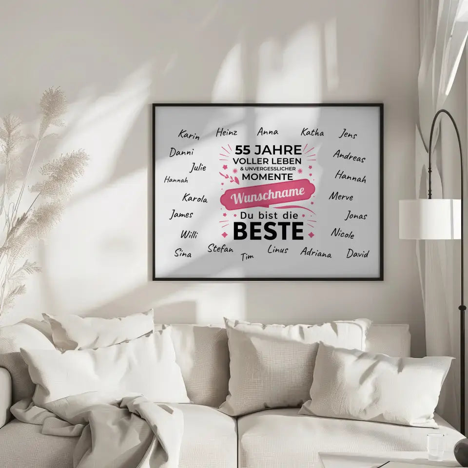 Geschenkposter individuell 55 Geburtstag Jahre voller Leben mit Unterschriften