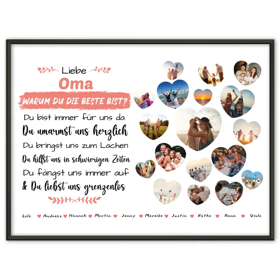 Poster Geschenk personalisiert Oma Geburtstag Warum du die beste bist