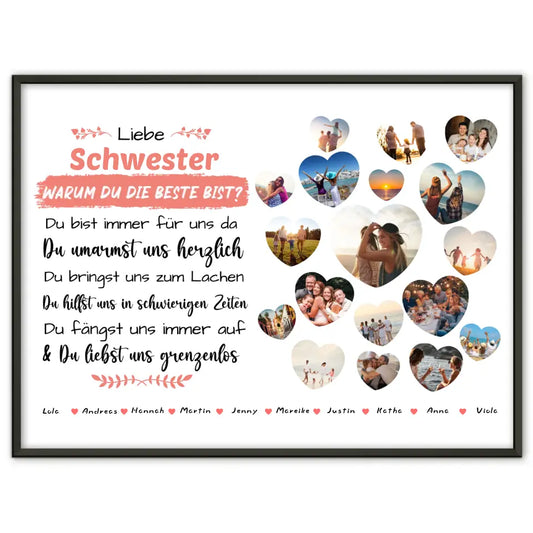 Poster als Geschenkidee Schwester Geburtstag Warum du die beste bist