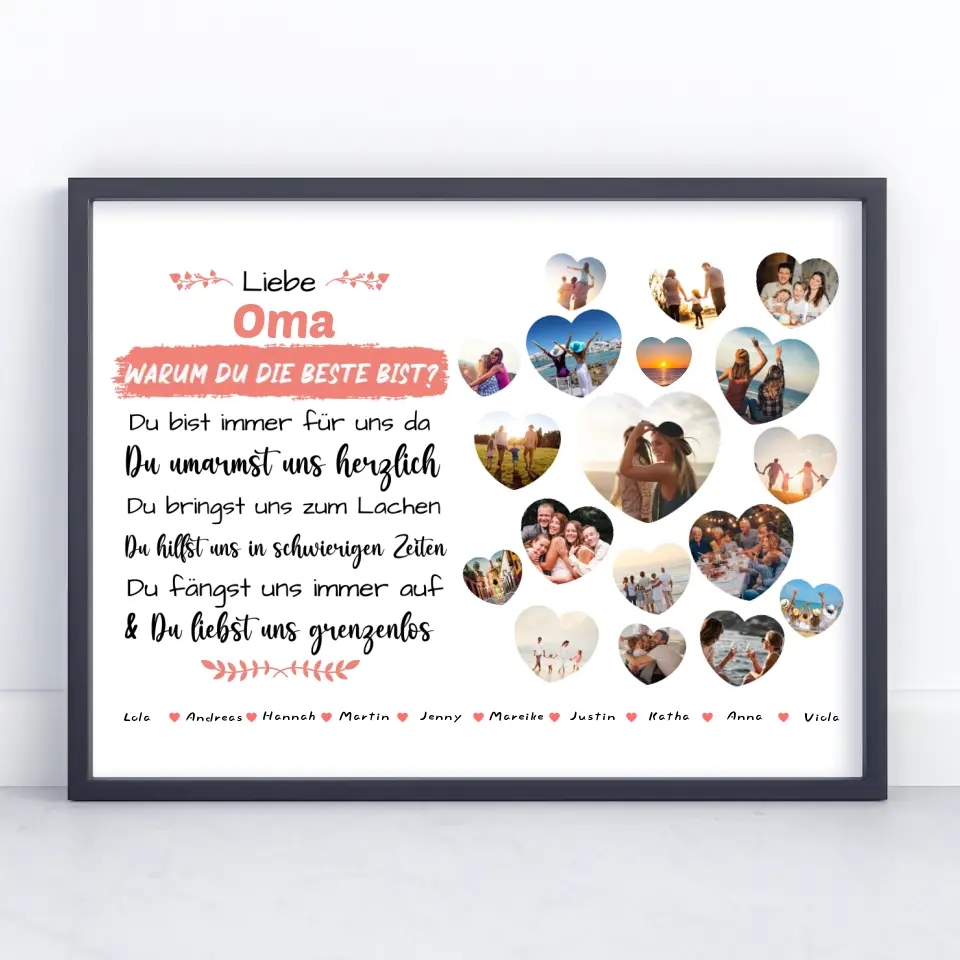 Poster Geschenk personalisiert Oma Geburtstag Warum du die beste bist