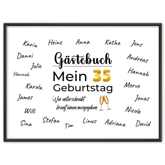 Poster Geschenk Gästebuch 35 Geburtstag mit Unterschriften