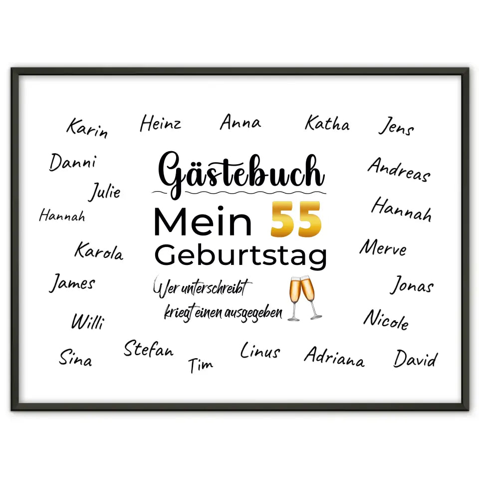 Poster Geschenk Gästebuch 55 Geburtstag mit Unterschriften