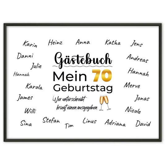 Personalisiertes Poster Gästebuch 70 Geburtstag mit Unterschriften