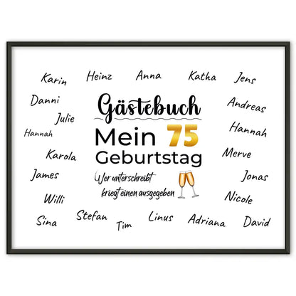 Geburtstagsposter personalisiert Gästebuch 75 Geburtstag mit Unterschriften