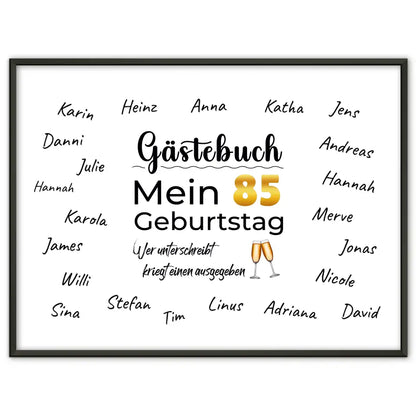 Poster Geschenk personalisiert Gästebuch 85 Geburtstag mit Unterschriften