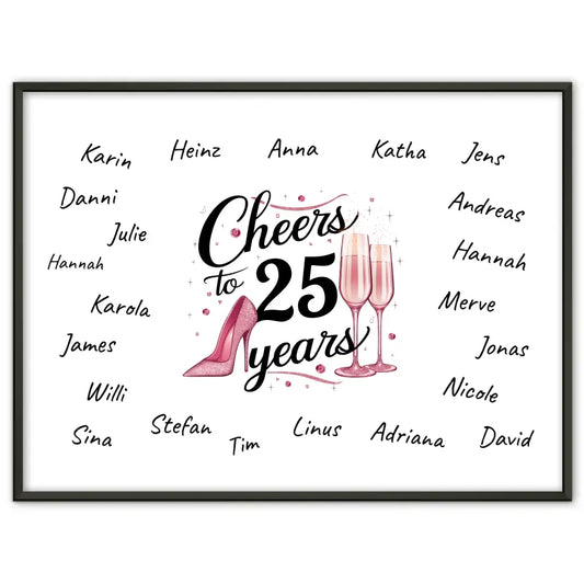 Poster als Geschenkidee Gästebuch 25 Geburtstag mit Unterschriften