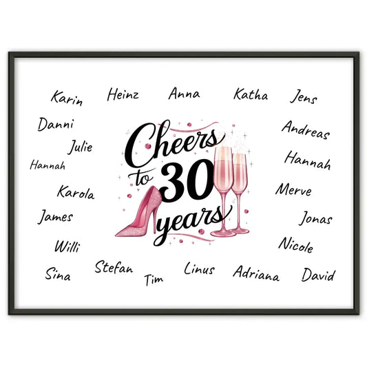 Poster Geschenk Gästebuch 30 Geburtstag mit Unterschriften