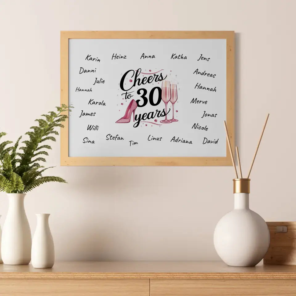 Poster Geschenk Gästebuch 30 Geburtstag mit Unterschriften