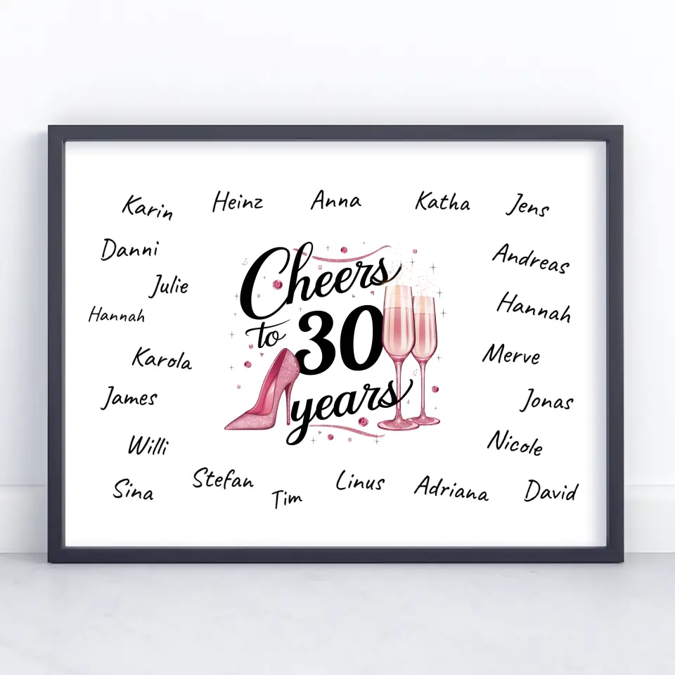 Poster Geschenk Gästebuch 30 Geburtstag mit Unterschriften