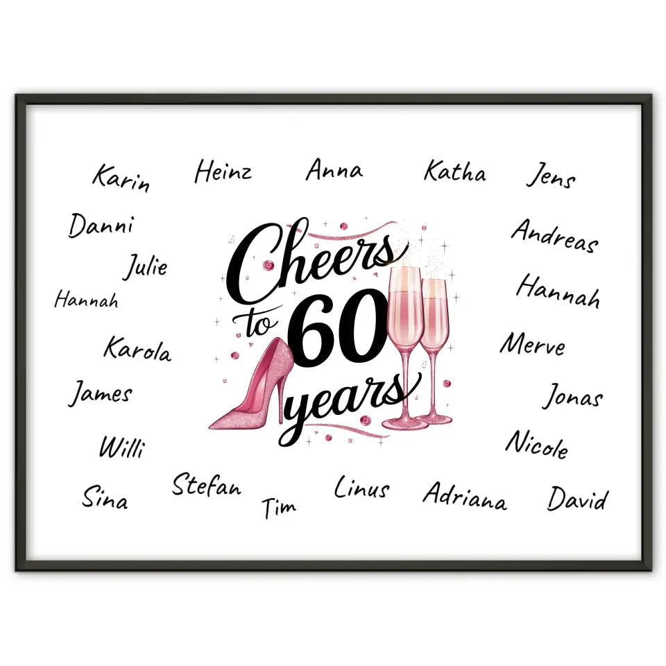 Poster Geschenk personalisiert Gästebuch 60 Geburtstag mit Unterschriften