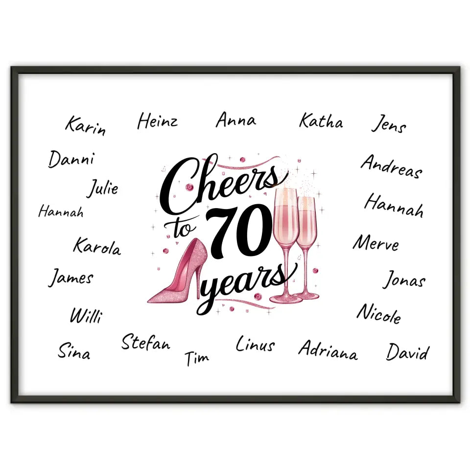 Eigenes Design Poster Gästebuch 70 Geburtstag mit Unterschriften