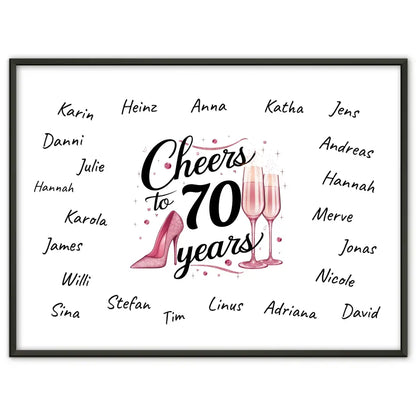 Eigenes Design Poster Gästebuch 70 Geburtstag mit Unterschriften
