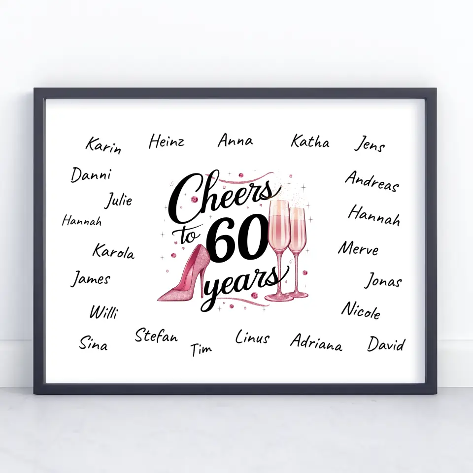 Poster Geschenk personalisiert Gästebuch 60 Geburtstag mit Unterschriften