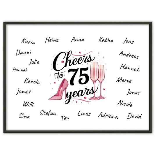Geschenkposter individuell Gästebuch 75 Geburtstag mit Unterschriften