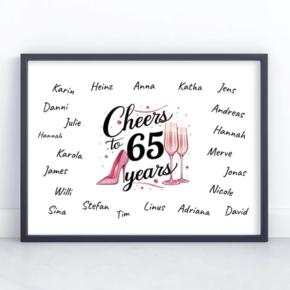 Poster Geschenk Gästebuch 65 Geburtstag mit Unterschriften