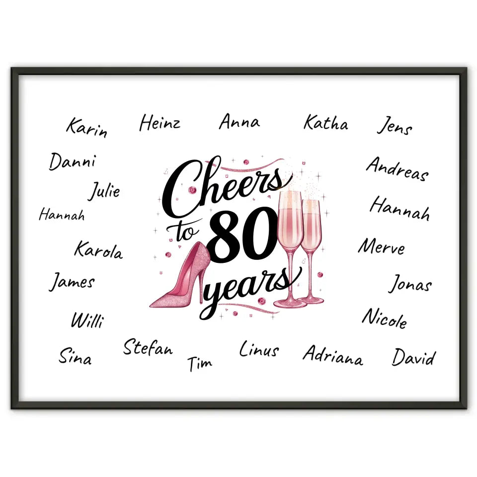Poster als Geschenkidee Gästebuch 80 Geburtstag mit Unterschriften