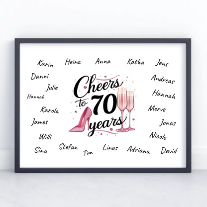 Eigenes Design Poster Gästebuch 70 Geburtstag mit Unterschriften