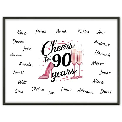 Geschenkposter personalisiert Gästebuch 90 Geburtstag mit Unterschriften