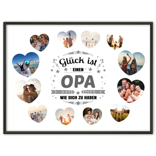 Poster personalisiert Glück ist Opa wie Du mit 12 Fotos