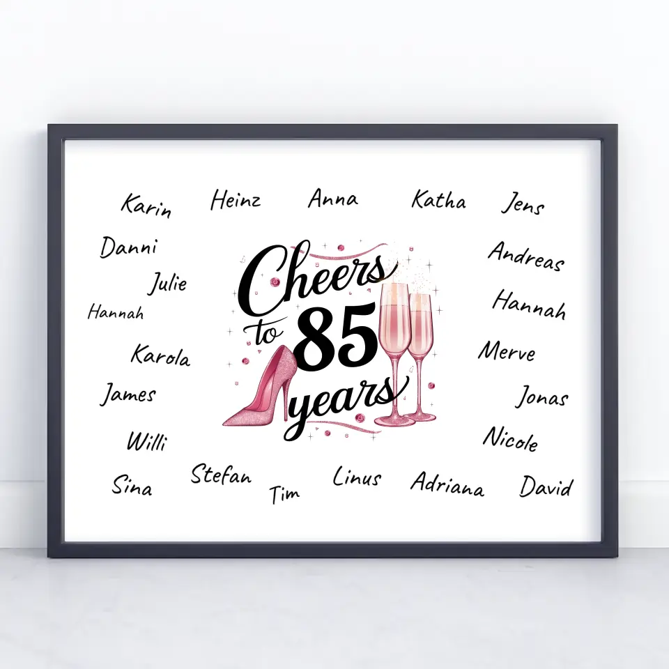 Poster Geschenk Gästebuch 85 Geburtstag mit Unterschriften