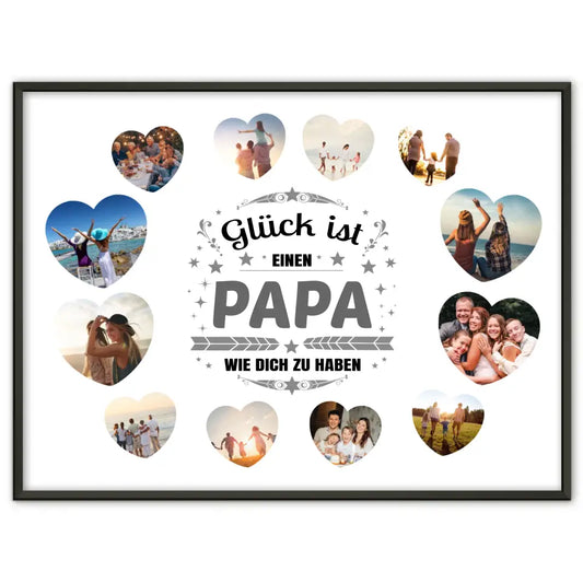 Personalisiertes Poster Glück ist Papa wie Du mit 12 Fotos