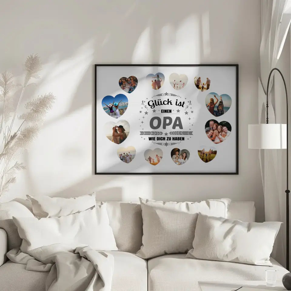 Poster personalisiert Glück ist Opa wie Du mit 12 Fotos