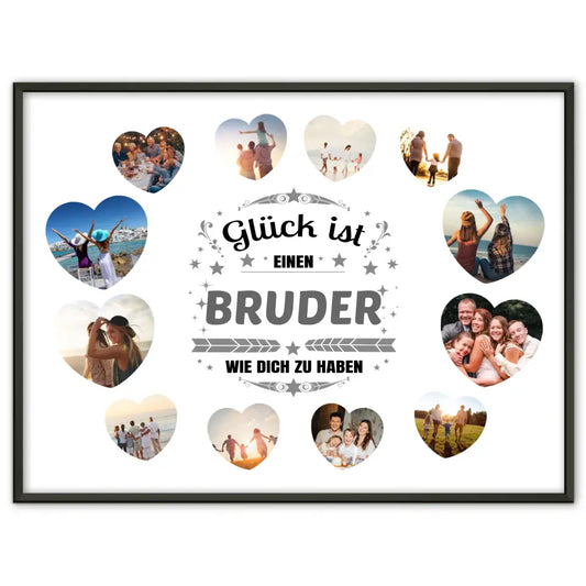 Individuelles Poster Glück ist Bruder wie Du mit 12 Fotos