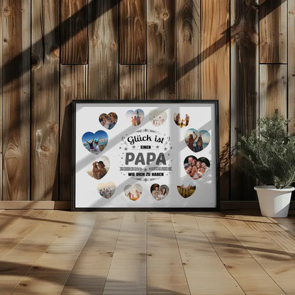 Personalisiertes Poster Glück ist Papa wie Du mit 12 Fotos